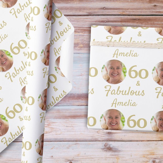 60 och fantastisk 60-års födelsedagsfoto presentpapper (Skapare uppladdad)