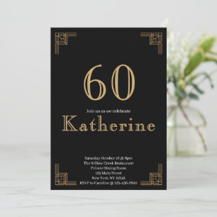 60 och fantastisk 60-årsfest Art Deco Foto Inbjudningar