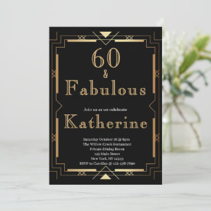 60 och fantastisk 60-årsfest Art Deco Inbjudningar