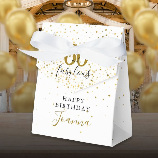 60 och fantastisk födelsedag Guld och svart Elegan Presentaskar (60 and Fabulous Birthday Gold and Black Elegant Favor Boxes)