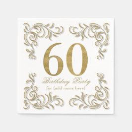 60 och fantastisk födelsedagsfest guld glitter pappersservett