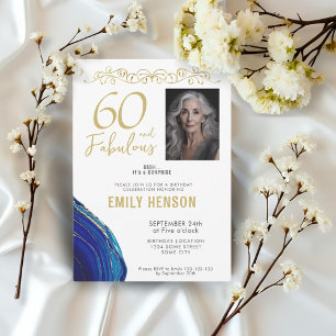 60 och fantastisk gul ornament 60-års födelsedagsf inbjudningar