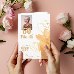 60 och fantastisk guldblad 60-års födelsedagsfoto kort