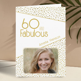 60 och fantastisk guldglitter Foto 60-årsdag Kort
