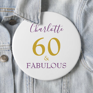 60 och fantastisk Modern 60-årsdag guld lila Knapp