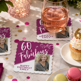 60 och fantastisk skriptfoto Magenta 60-årsfirande Underlägg Papper