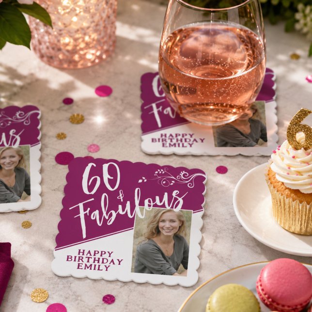 60 och fantastisk skriptfoto Magenta 60-årsfirande Underlägg Papper (Skapare uppladdad)
