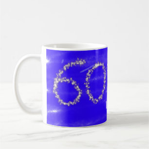 60 och fantastiska födelsedagsblått silver lägger kaffemugg