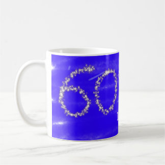 60 och fantastiska födelsedagsblått silver lägger kaffemugg