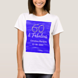 60 och fantastiska födelsedagsblått silver lägger t shirt