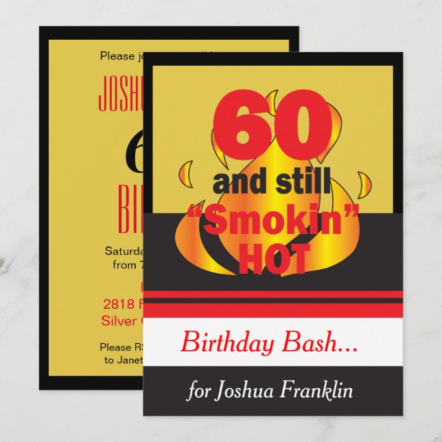 60 och fortfarande jämn Hett | 60:e födelsedagen Inbjudningar (Fram/baksida)