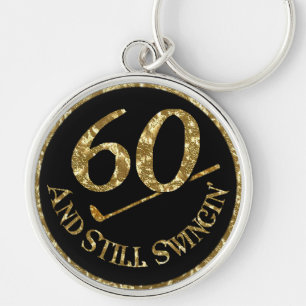60 och fortfarande Swingin'Golf Bollar Rund Silverfärgad Nyckelring