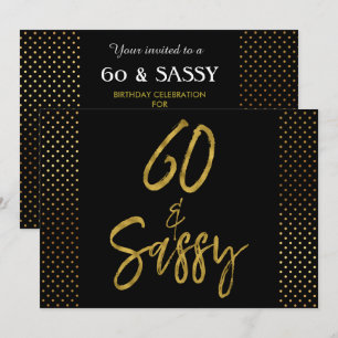 60 och inbjudan till Sassy Gold Foil Birthday