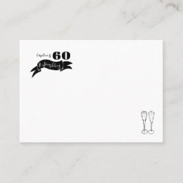 60 och mousserande Hand plockade Black and White Placeringskort