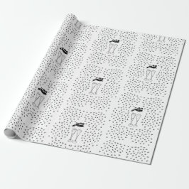 60 och mousserande Hand plockade Black and White Presentpapper