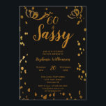 60 och Sassy 60-årsdag Svart | Falskt Guld Inbjudningar<br><div class="desc">60 och Sassy 60-årsfirande Svart | Falskt Guld Glitter Födelsedagsfirande Design . Det här är en mall som är redo för dig att lägga till dina födelsedagsdetaljer till . Om du vill ändra färg eller stil på typsnittet eller bakgrundsfärgen , klicka på anpassa ytterligare i slutet av mallen . Matchande...</div>