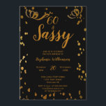60 och Sassy 60-årsdag Svart | Falskt Guld Inbjudningar<br><div class="desc">60 och Sassy 60-årsfirande Svart | Falskt Guld Glitter Födelsedagsfest Design . Det här är en mall som är redo för att du ska lägga till dina festdetaljer . Om du vill ändra färg eller stil på typsnittet eller bakgrundsfärgen , klicka på anpassa ytterligare längst ner i mallen . Matchande...</div>