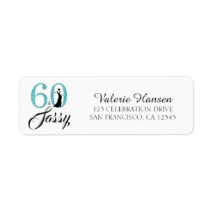 60 och Sassy 60 Birthday Return-adressetikett Returadress Etikett