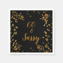60 och Sassy 60:e födelsedag svart | Faux Guld