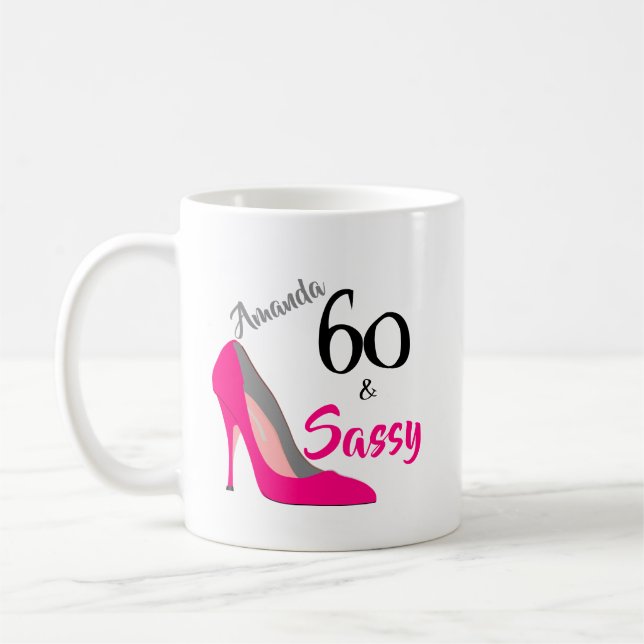 60 och Sassy 60:e födelsedagen Kaffemugg (Vänster)
