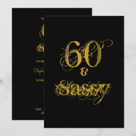 60 och Sassy 60:e Födelsedagsfesten Black and Guld Inbjudningar