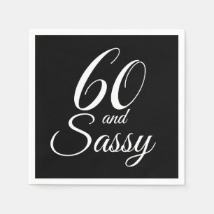 60 och Sassy Black and White Födelsedagsfest Pappersservett