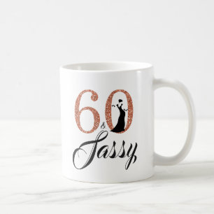 60 och Sassy Copper Glitter 60:e födelsedagen Kaffemugg