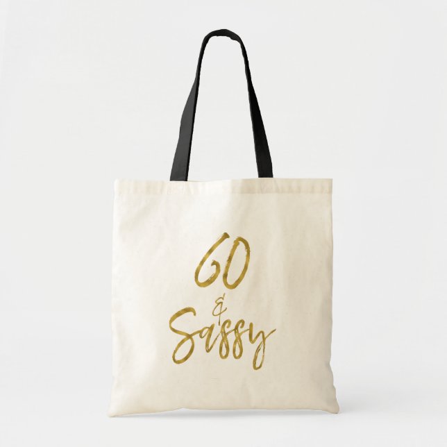 60 och Sassy Gold Foil Birthday Tote Bag Tygkasse (Framsidan)