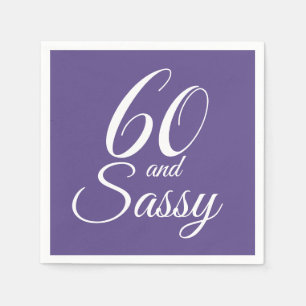 60 och Sassy Lila Födelsedagsfest Pappersservett