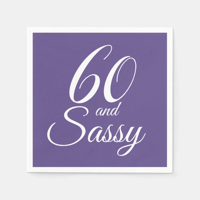 60 och Sassy Lila Födelsedagsfest Pappersservett (Framsidan)