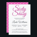 60 och Sassy Rosa Glitter 60:e Födelsedagsfesten Inbjudningar<br><div class="desc">Firar att du vrider 60 år i stil med den här festliga 60-årsdesignen i Faux shock rosa, en 60-årsinbjudan till snyggten som du bara kan anpassa och skicka ut för din 60 födelsedagsfest firande. Ord 60 och sassy ligger i faux rosa glitter och sätts in med modern typografi. Kortets baksida...</div>
