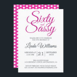 60 och Sassy Rosa Glitter 60:e Födelsedagsfesten Inbjudningar<br><div class="desc">Firar att du vrider 60 år i stil med den här festliga 60-årsdesignen i Faux shock rosa, en 60-årsinbjudan till snyggten som du bara kan anpassa och skicka ut för din 60 födelsedagsfest firande. Ord 60 och sassy ligger i faux rosa glitter och sätts in med modern typografi. Kortets baksida...</div>