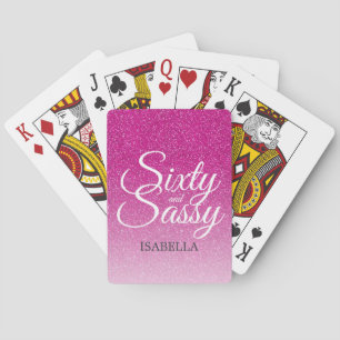 60 och Sassy Shock rosa Namn Monogram Casinokort