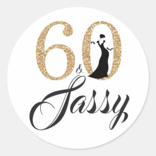 60 och Sassy Typografi 60:e födelsedagen Runt Klistermärke