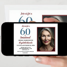 60 och Sensational Birthday Firation Inbjudningar