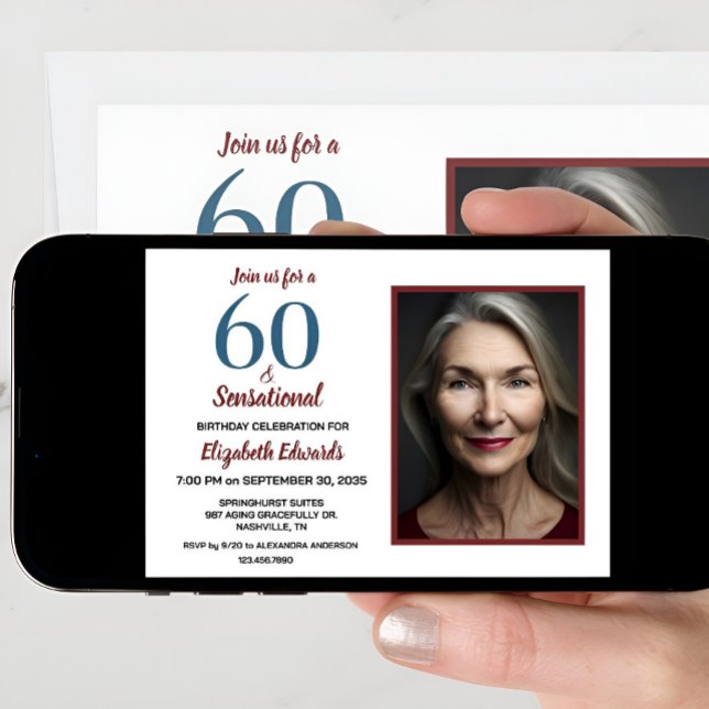 60 och Sensational Birthday Firation Inbjudningar (Skapare uppladdad)