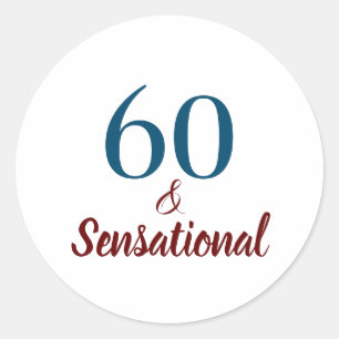 60 och Sensational Birthday i Dusty Blue och Ro Runt Klistermärke