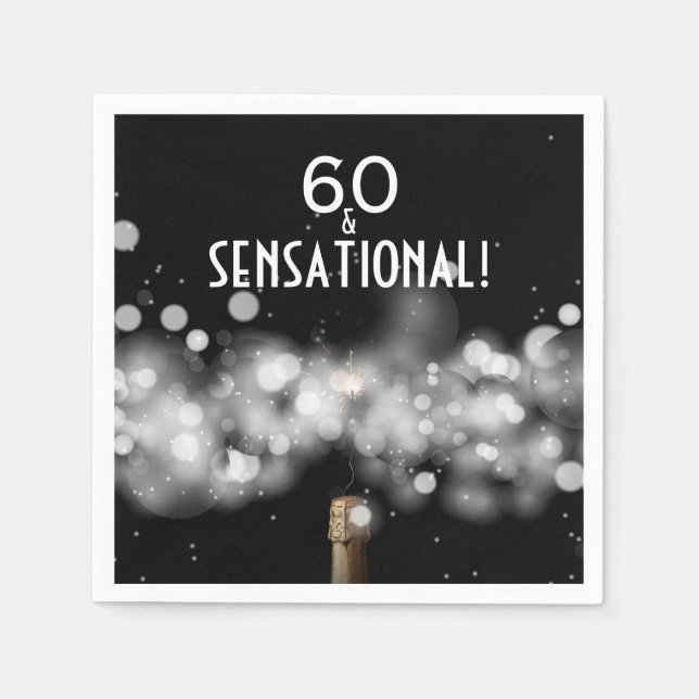 60 och Sensational Champagne Party Napkins Pappersservett (Framsidan)