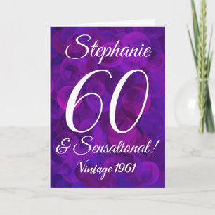 60 och Sensational Elegant Lila Birthday Kort