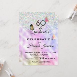 60 och spektakulära glitterfjärilar-fest inbjudningar