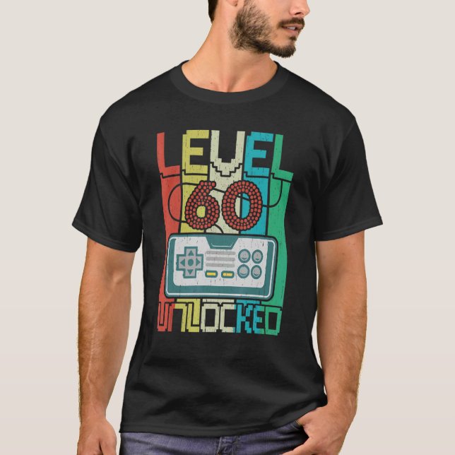 60 Olåst videospelare 60:e födelsedagen T Shirt (Framsida)