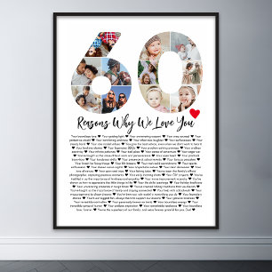 60 Orsaker till att vi Kärlek dig 60:e födelsedags Poster