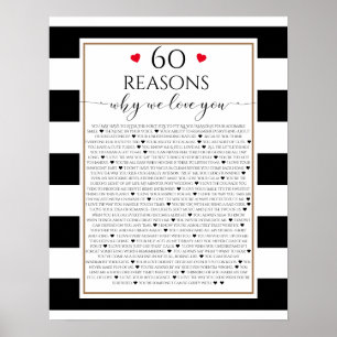 60 Orsaker till att vi kärlekar dig, modern svart Poster