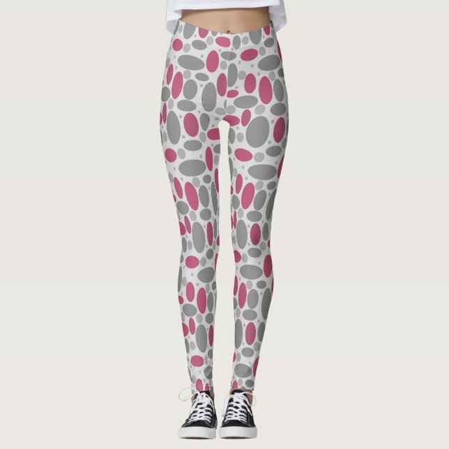 60, polka dots, grått och rosa leggings (Framsida)