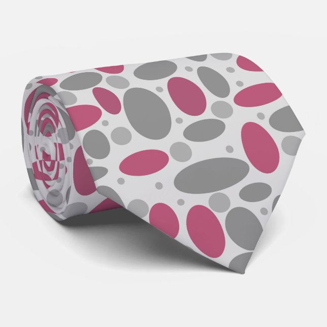 60, polka dots, grått och rosa, polka d slips (Rullad)
