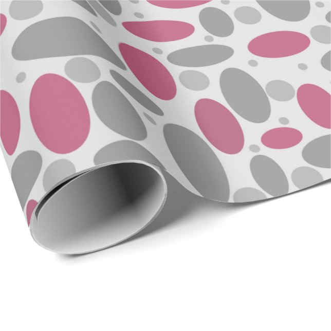 60, polka dots, grått och rosa presentpapper (Rullad Hörn)
