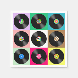 60 Retro-Vintagen Vinyl Record Pop Art Pappersservett