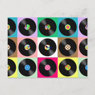 60 Retro-Vintagen Vinyl Record Pop Art Vykort