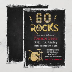 60 Rocks Rockstar Gitarr 60-års inbjudan