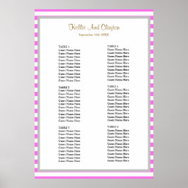 60 Rosa/Vit Rand-ramdiagram för säten i Bröllop Poster